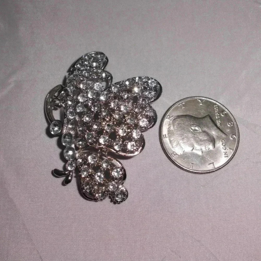 Silver Clear Plastic Rhinestone Butterfly - Picture 2 of 4